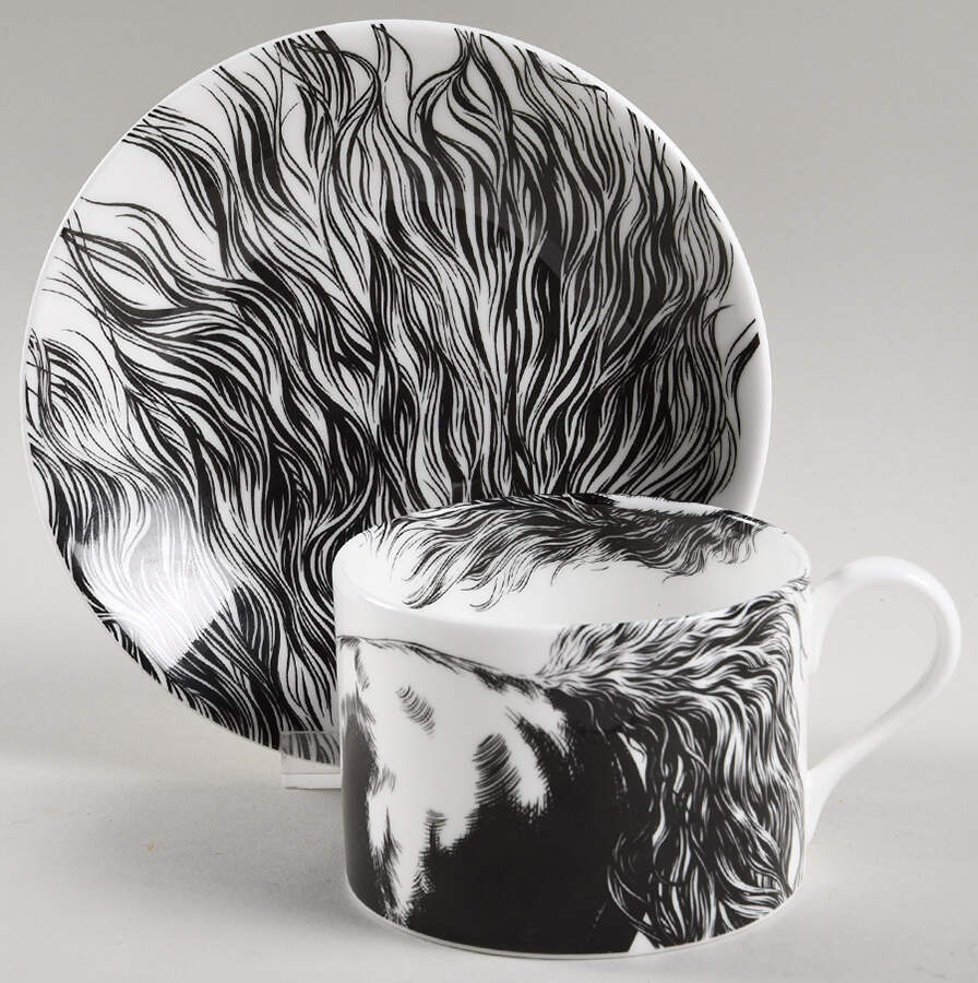 Equus White Flat Cup & Saucer Set by Royal Crown Derby-1