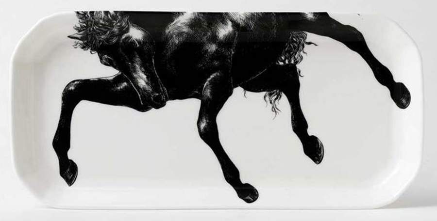 Equus White Large Sandwich Tray by Royal Crown Derby-1