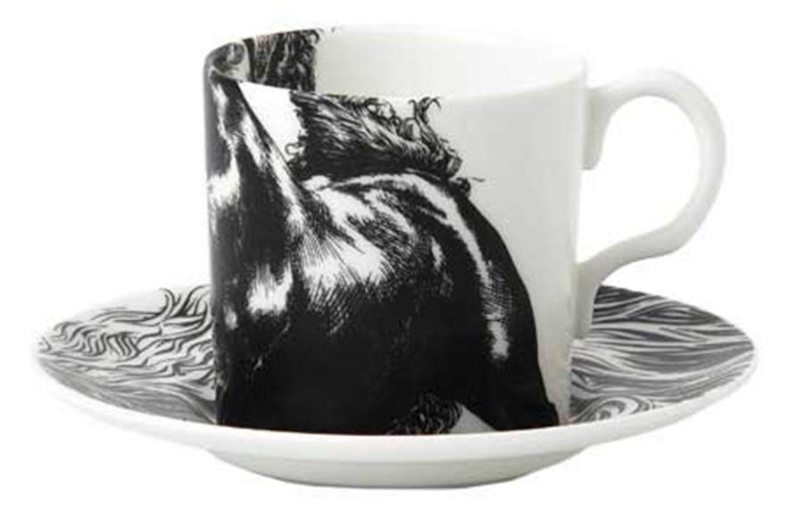 Equus White Flat Demitasse Cup & Saucer Set by Royal Crown Derby-1