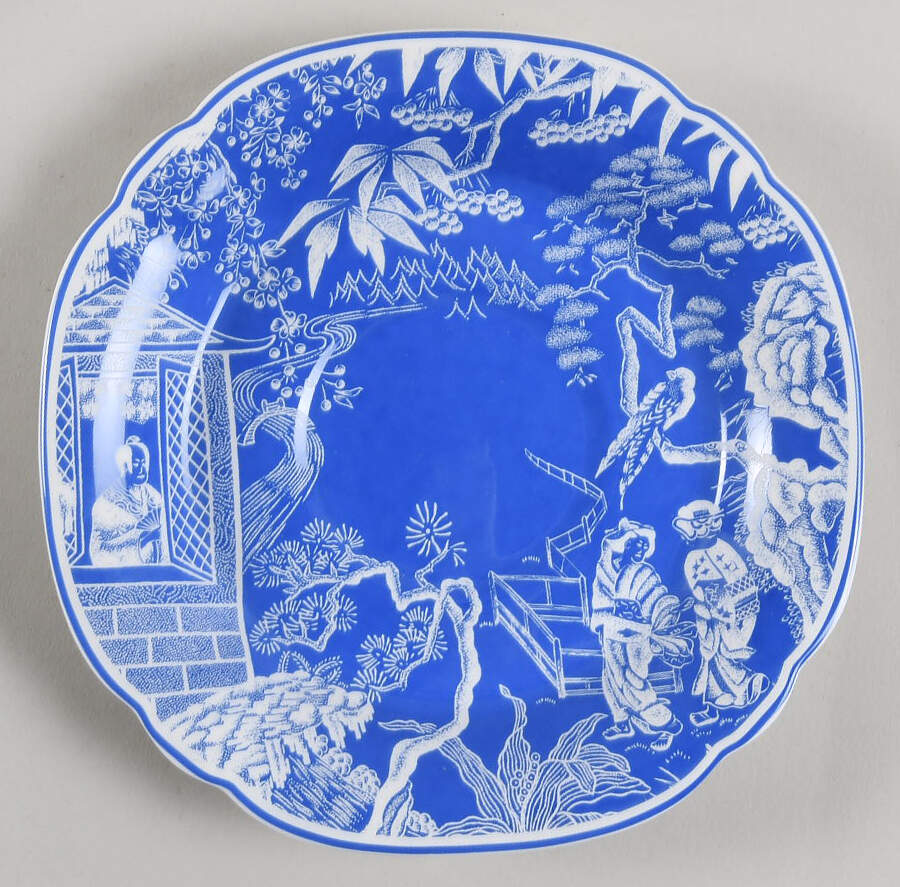 Mikado Blue Saucer for Breakfast Cup by Royal Crown Derby-1
