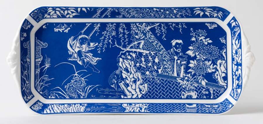 Mikado Blue 13" Sandwich Tray by Royal Crown Derby-1