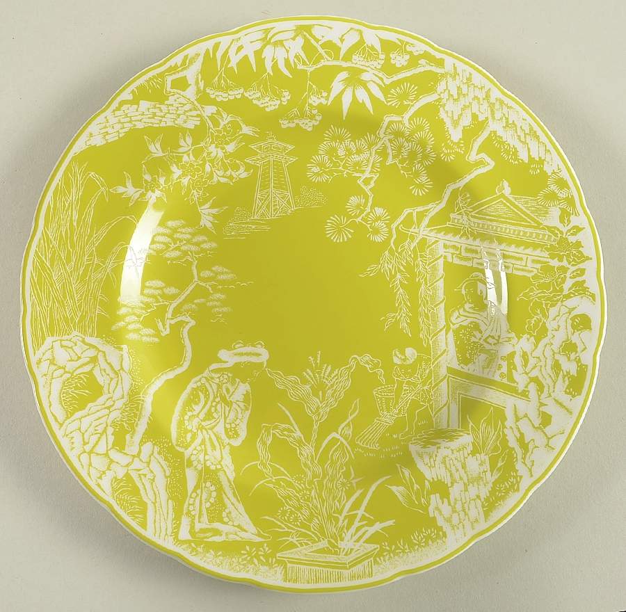 Mikado Lime Green Salad Plate by Royal Crown Derby-1