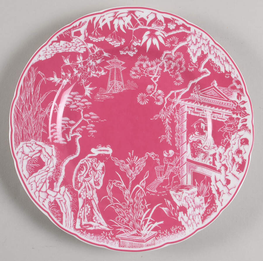 Mikado Pink Salad Plate by Royal Crown Derby-1