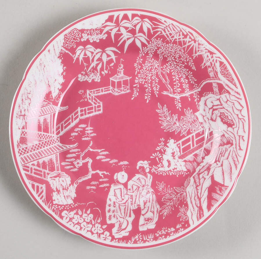 Mikado Pink Saucer by Royal Crown Derby-1