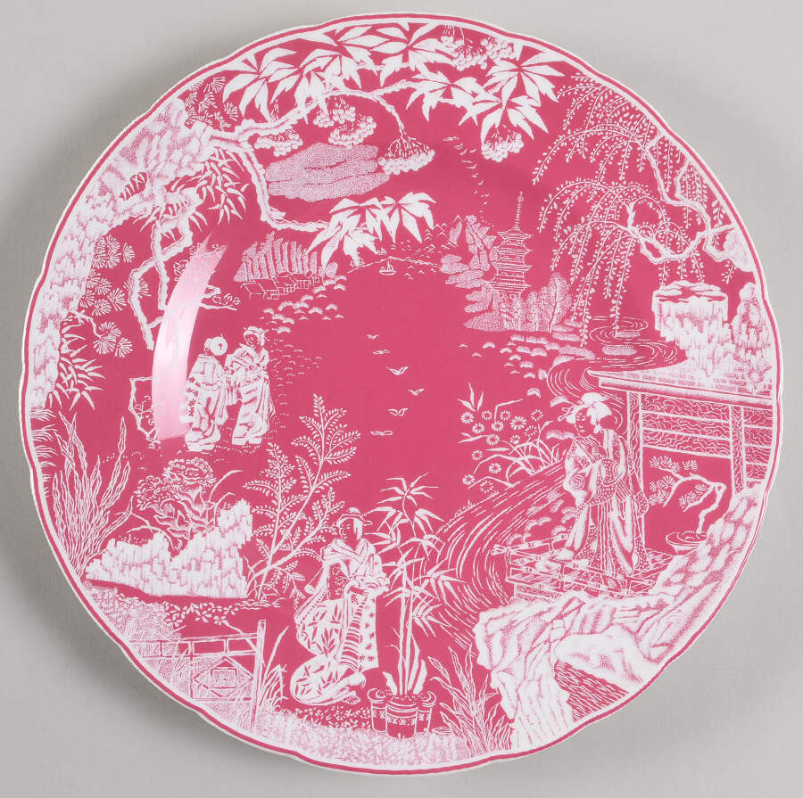 Mikado Pink Dinner Plate by Royal Crown Derby-1