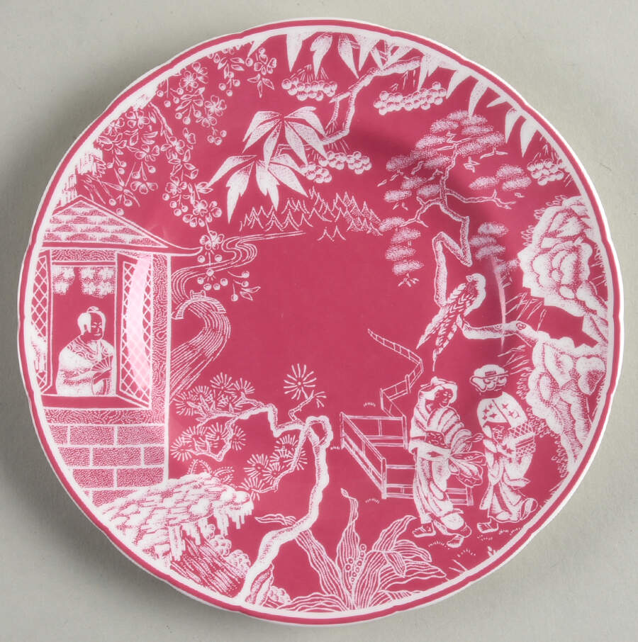Mikado Pink Bread & Butter Plate by Royal Crown Derby-1