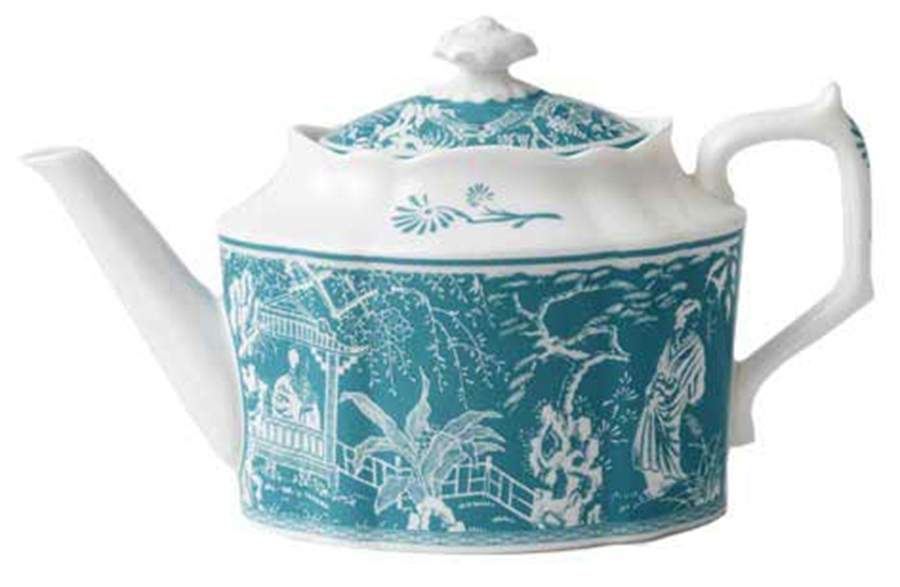 Mikado Turquoise Teapot & Lid by Royal Crown Derby-1