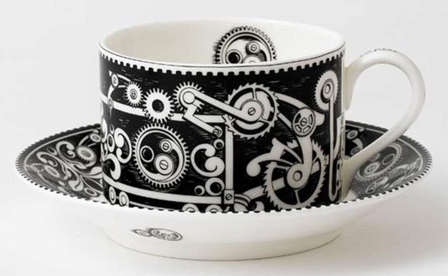 Steam Punk Black Flat Cup & Saucer Set by Royal Crown Derby-1