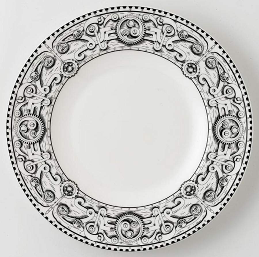 Steam Punk White Dinner Plate by Royal Crown Derby-1