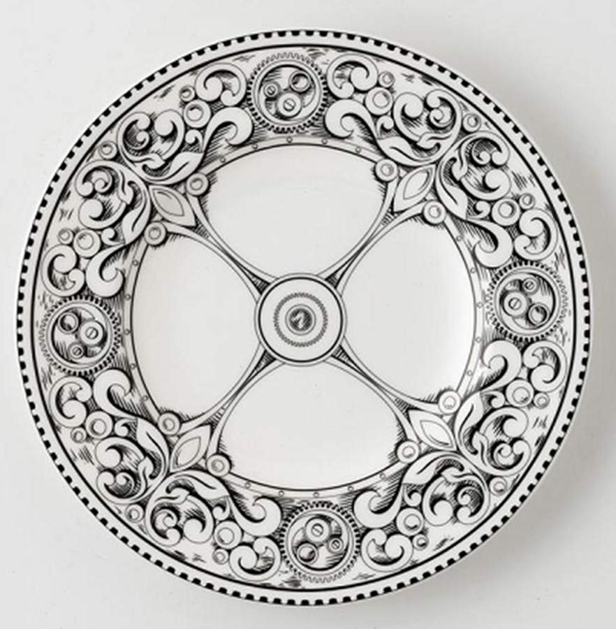 Steam Punk White Bread & Butter Plate by Royal Crown Derby-1