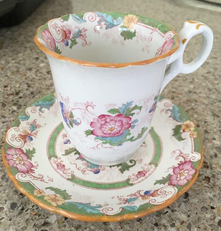 Bentick Green (Scalloped) Flat Demitasse Cup & Saucer Set by Royal Cauldon-1