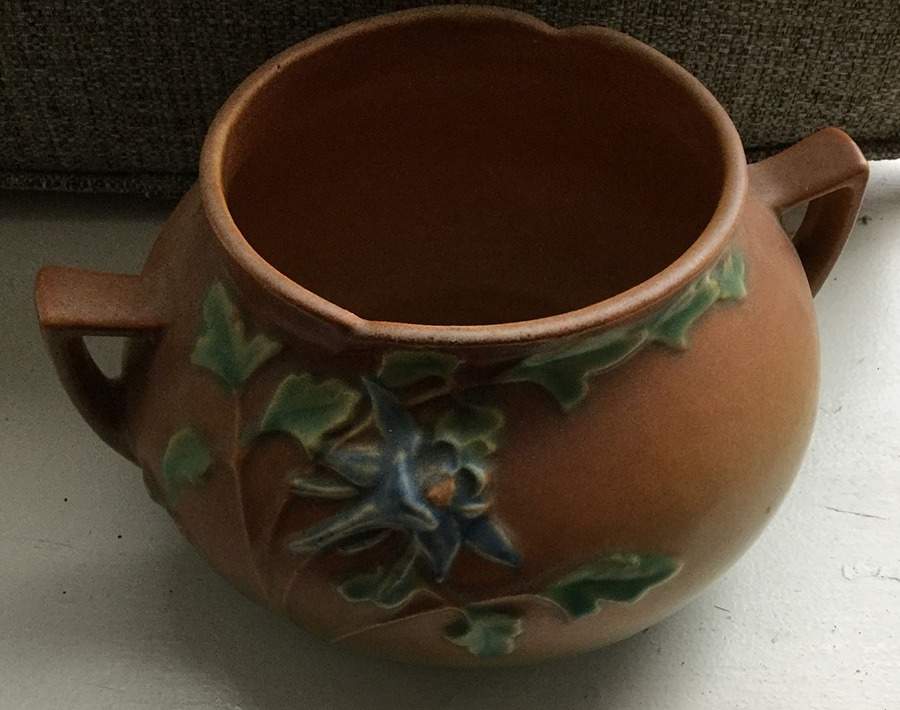Columbine Brown 4" Rose Bowl by Roseville-1
