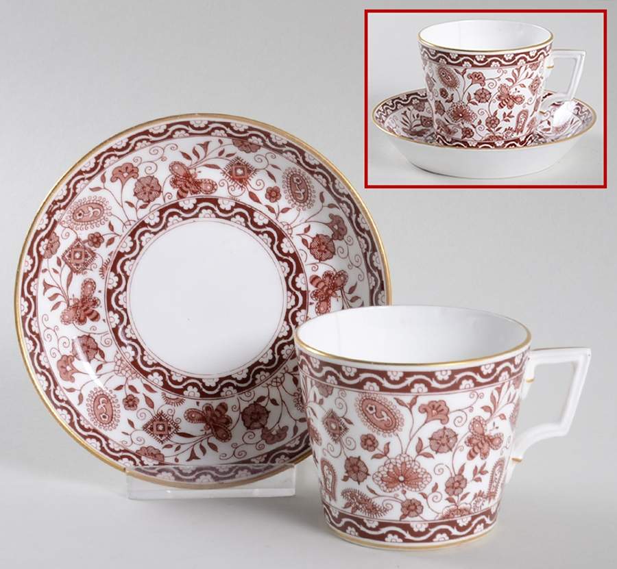 Wilmot-Brown Flat Cup & Saucer Set by Royal Crown Derby-1