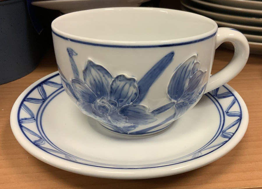 Tradition Bleu Flat Cup & Saucer Set by Romancing Provence-1