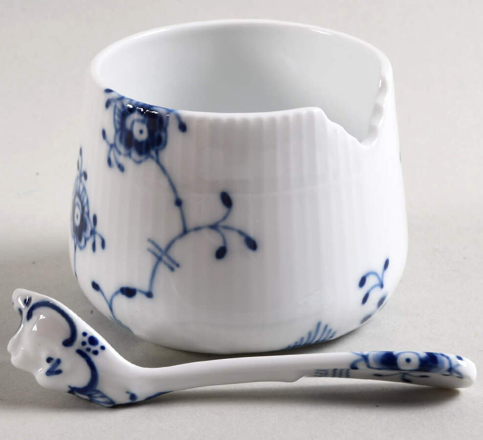 Blue Elements Open Sugar Bowl & Spoon Set by Royal Copenhagen-1