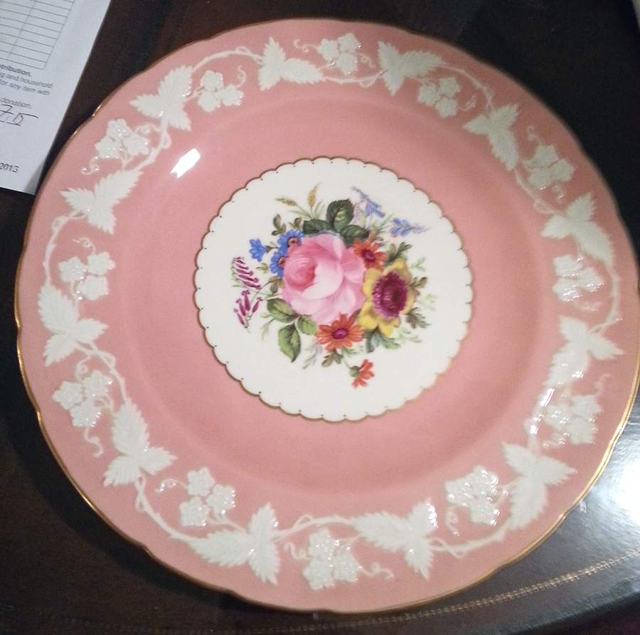 Kendal Salmon (Floral Center) Dinner Plate by Royal Crown Derby-1