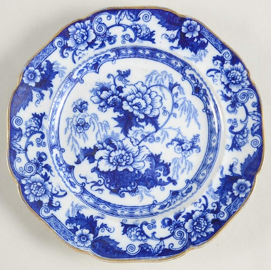 Bentick Blue (Gold Trim) Salad Plate by Royal Cauldon-1