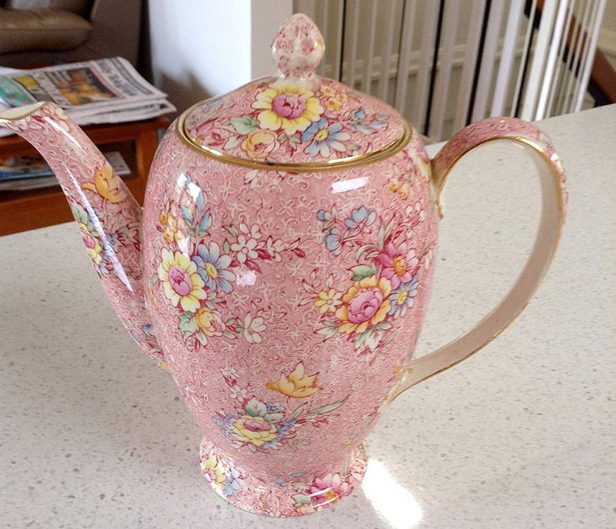 Starflower Albans Shape Coffee Pot & Lid by Royal Winton-1