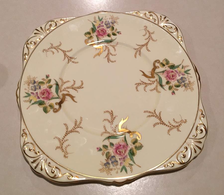 Bridal Bouquet Square Handled Cake Plate by Royal Grafton-1