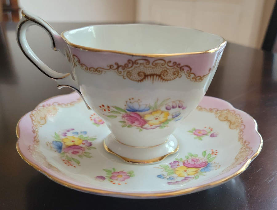 1121 Pink Footed Cup & Saucer Set by Royal Albert-1