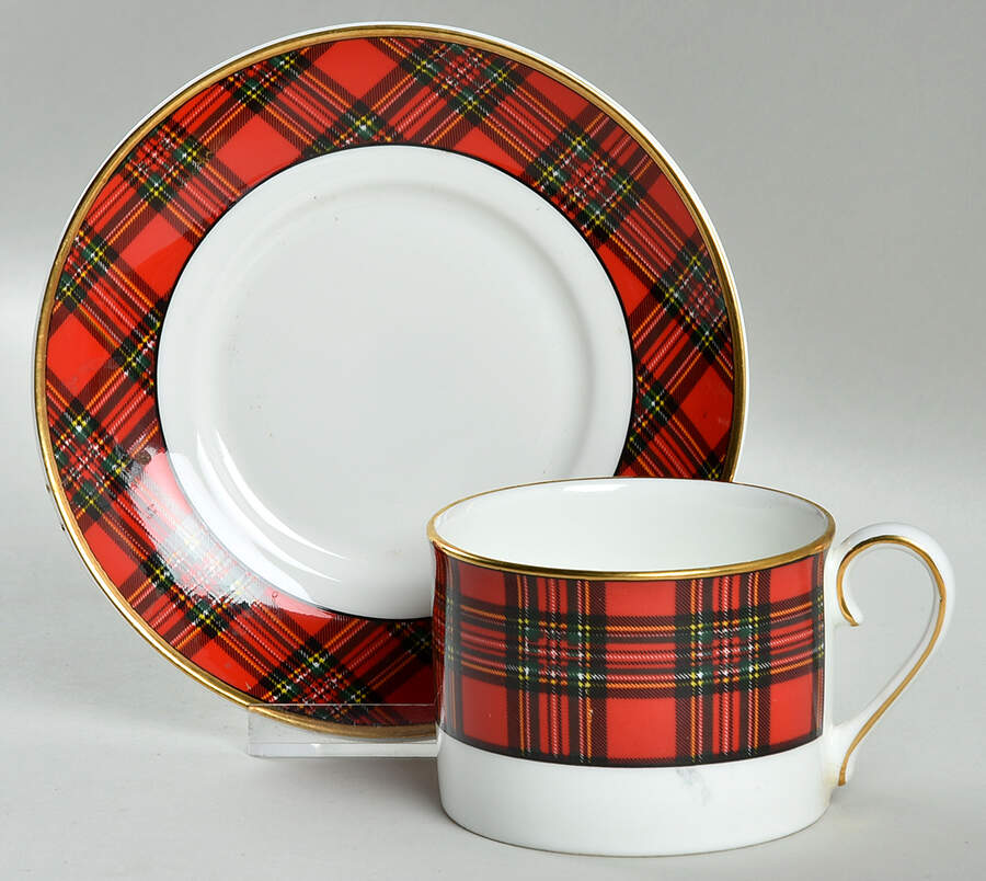 Royal Stewart Flat Cup & Saucer Set by Royal Grafton-1