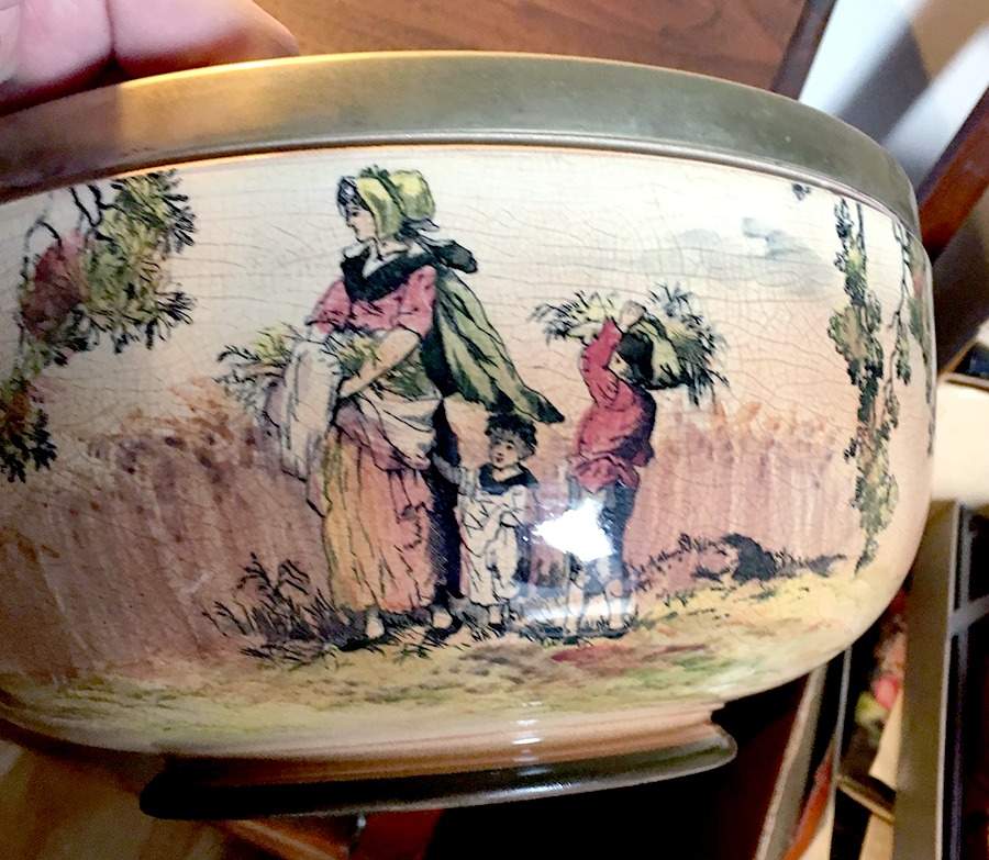 Old English Scenes 8" Salad Serving Bowl W/Metal Rim by Royal Doulton-1