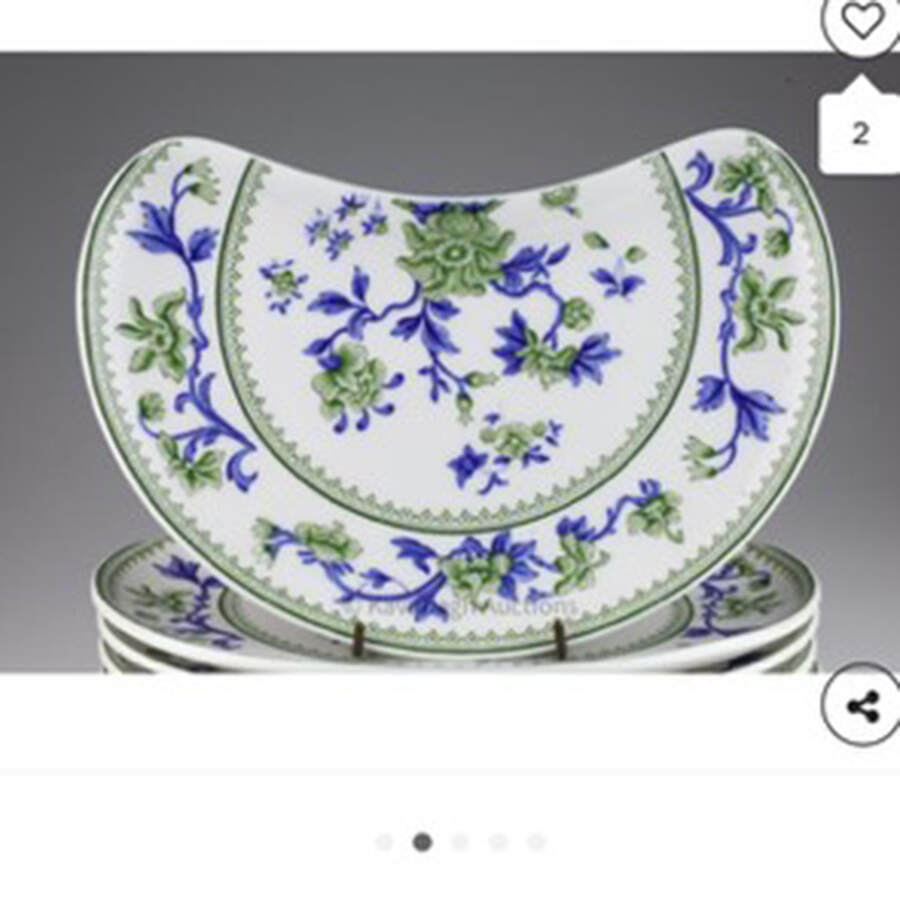 W8464-Green & Blue Crescent Salad Plate by Royal Worcester-1