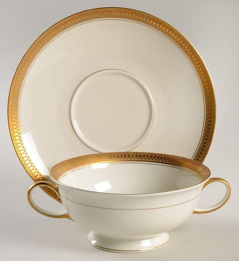 5169 (Cream Background) Footed Cream Soup Bowl & Saucer Set by Rosenthal - Continental-1