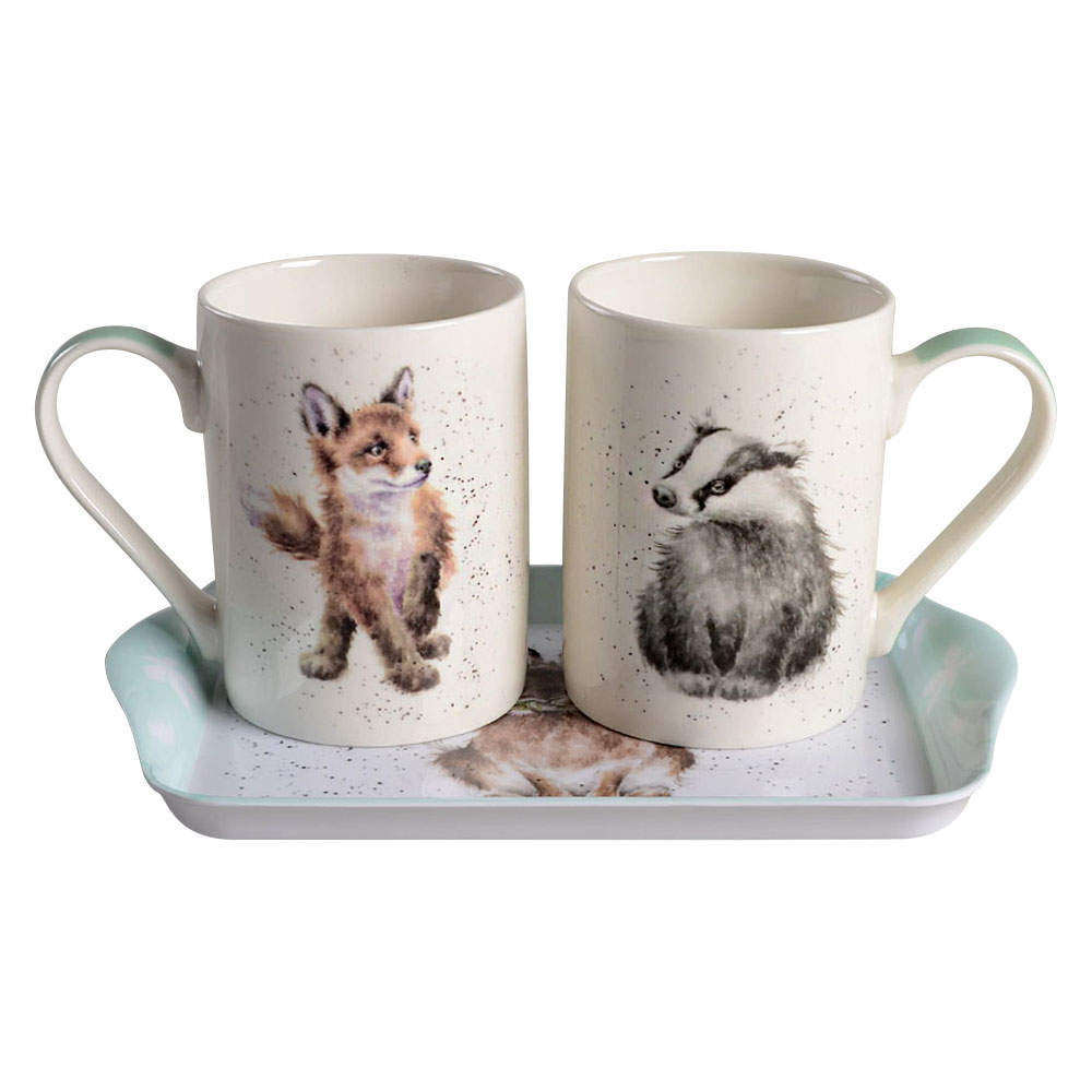 Wrendale Designs Cylindrical Mugs (MUGCY1&2) & Melamine Tray(TREM8) by Royal Worcester-1