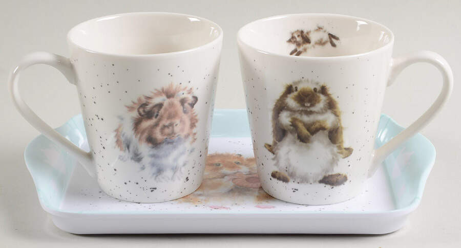 Wrendale Designs Flared Mugs (MUGF6&7)& 9" Melmaine Tray(TREM95) by Royal Worcester-1