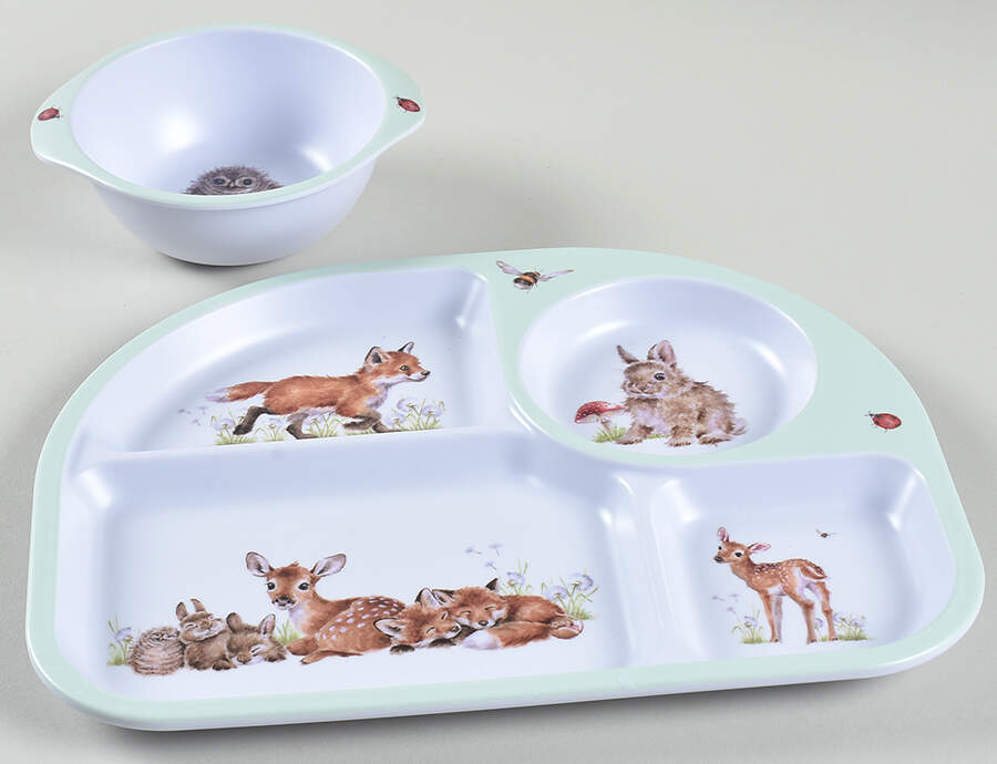 Wrendale Designs (2 Piece) Child's Set (Divided Plate & Lugged Bowl) by Royal Worcester-1