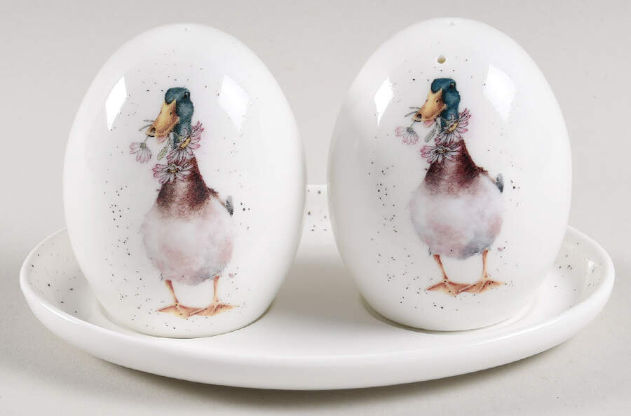 Wrendale Designs (3 Pc) Salt & Pepper Tray Set by Royal Worcester-1