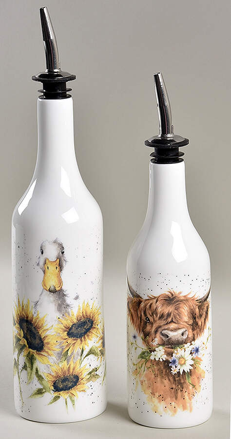 Wrendale Designs Oil & Vinegar Jars with Drizzle Spouts by Royal Worcester-1