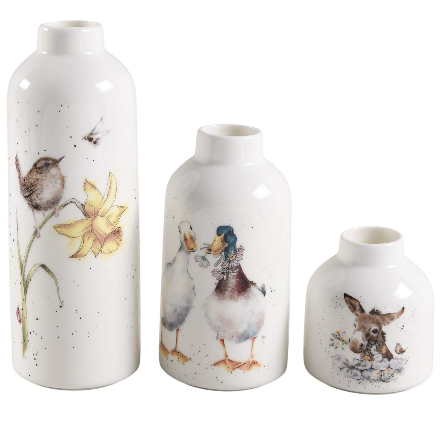 Wrendale Designs Vases - Set of 3 (VAS3, VAS5M1, VAS7) by Royal Worcester-1