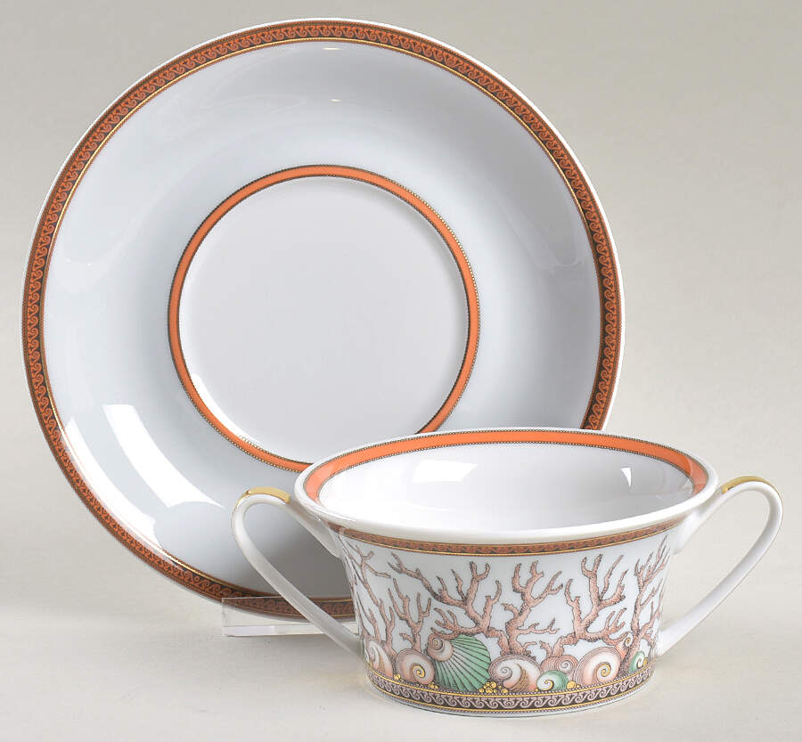 Les Etoiles de la Mer Flat Cream Soup Bowl & Saucer Set by Rosenthal - Continental-1