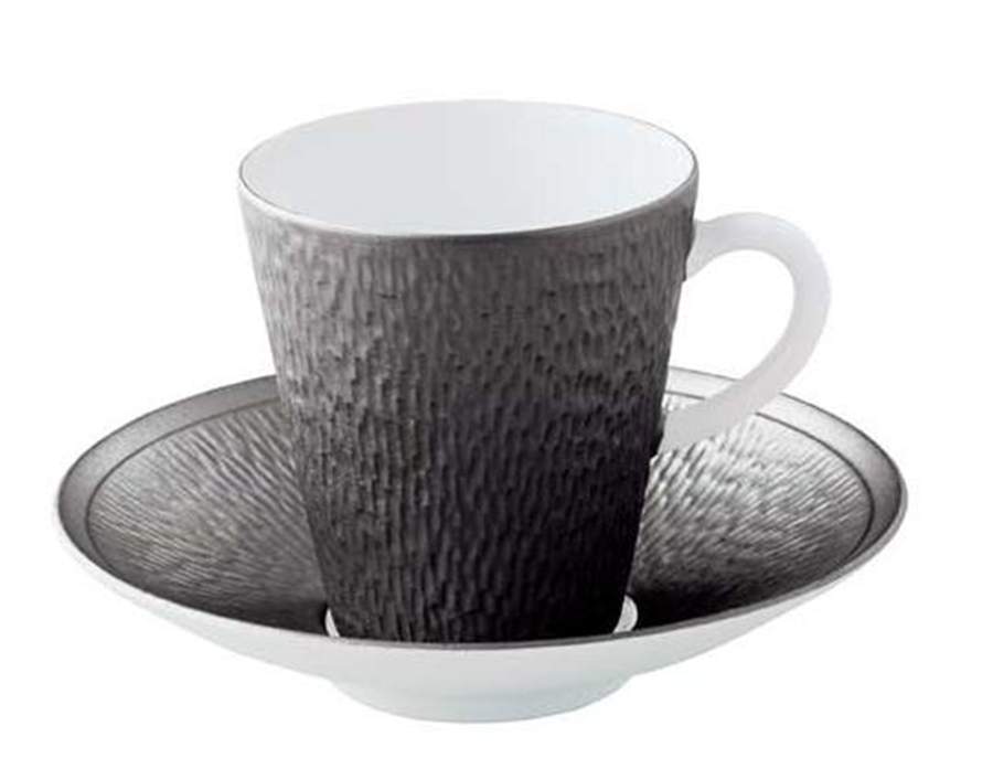 Mineral Irise Dark Grey Flat Demitasse Cup & Saucer Set by Raynaud-1