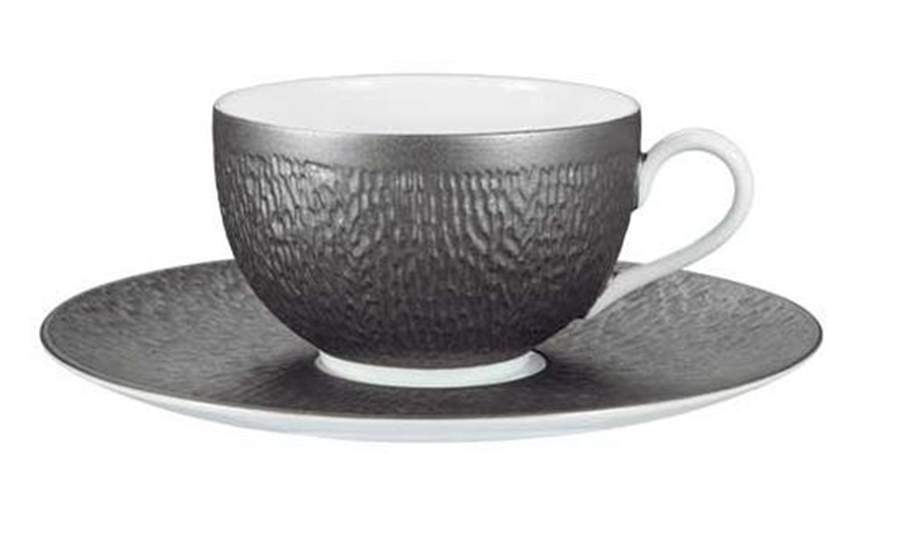 Mineral Irise Dark Grey Flat Cup & Saucer Set by Raynaud-1