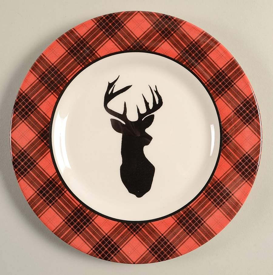 Red Tartan Stag Salad Plate by Royal Stafford-1