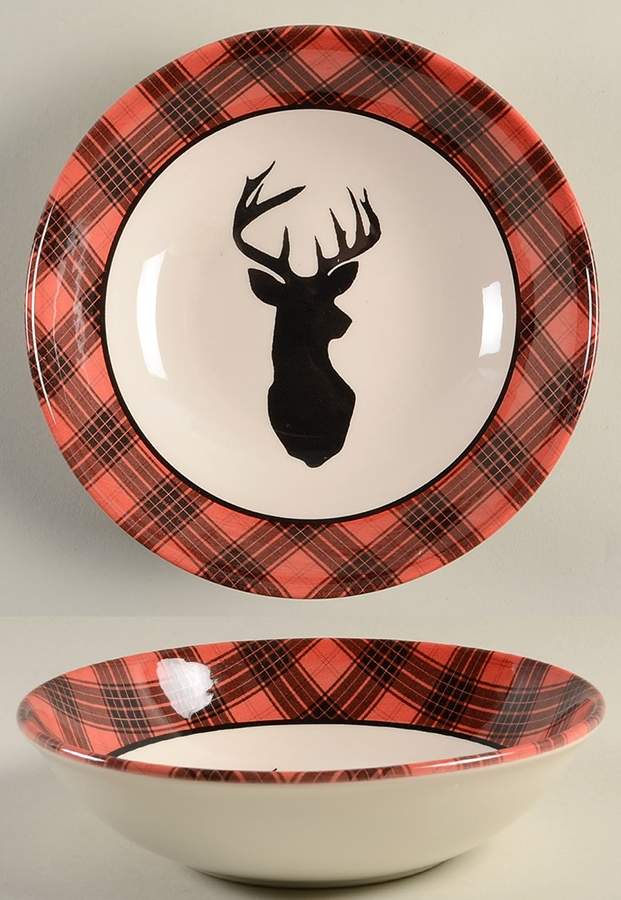 Red Tartan Stag Soup/Cereal Bowl by Royal Stafford-1