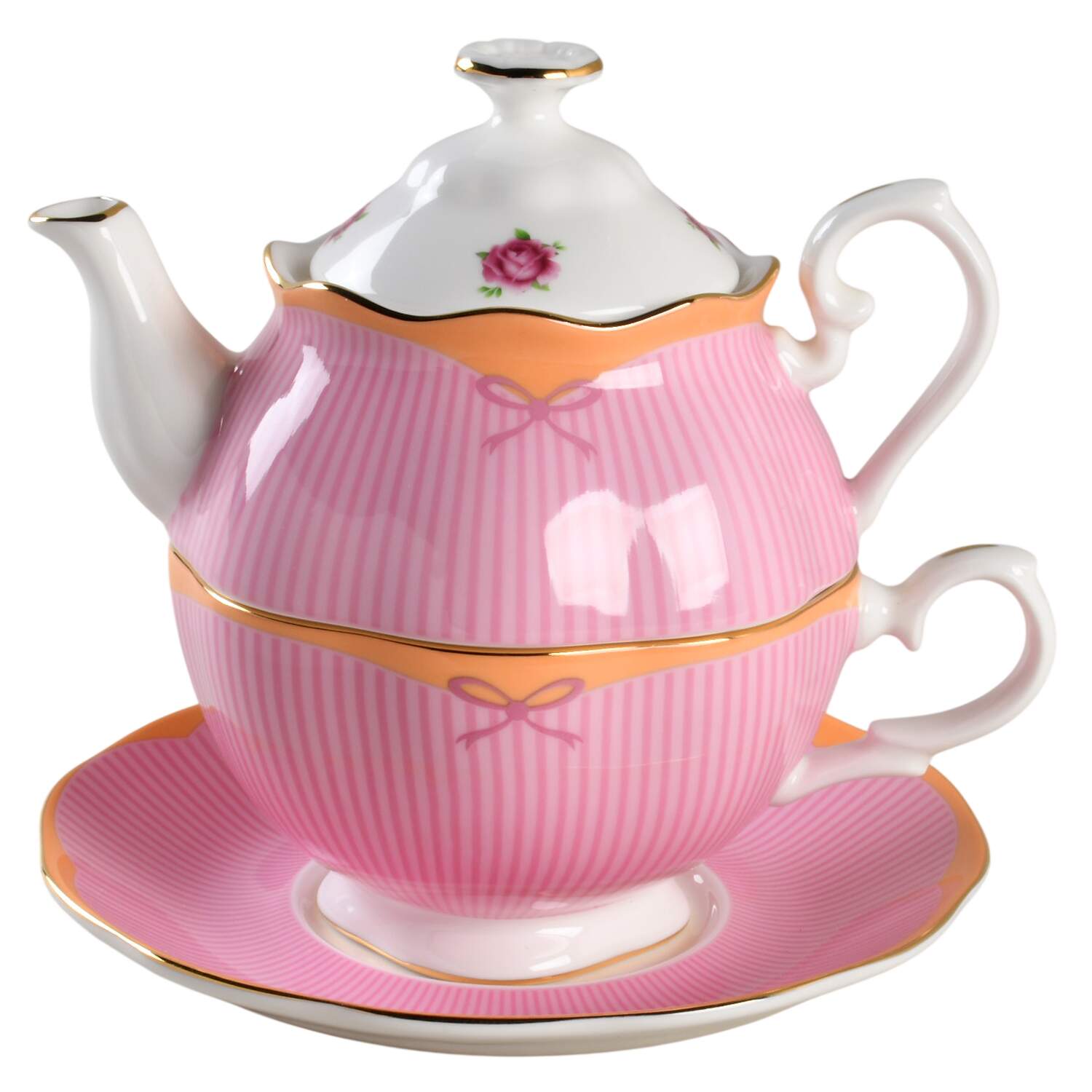 Candy Collection Tea for 1 (Stacking Teapot w/Cup & Saucer) by Royal Albert-1