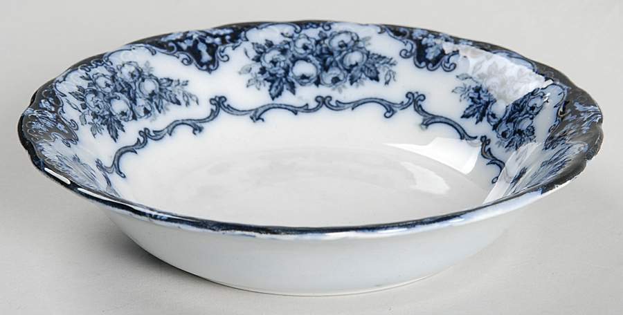 Rose (Flow Blue, No Trim) Fruit/Dessert (Sauce) Bowl by Ridgway (Ridgways)-1