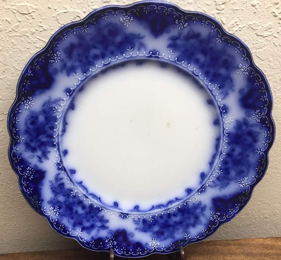 Rose (Flow Blue, No Trim) Dinner Plate by Ridgway (Ridgways)-1