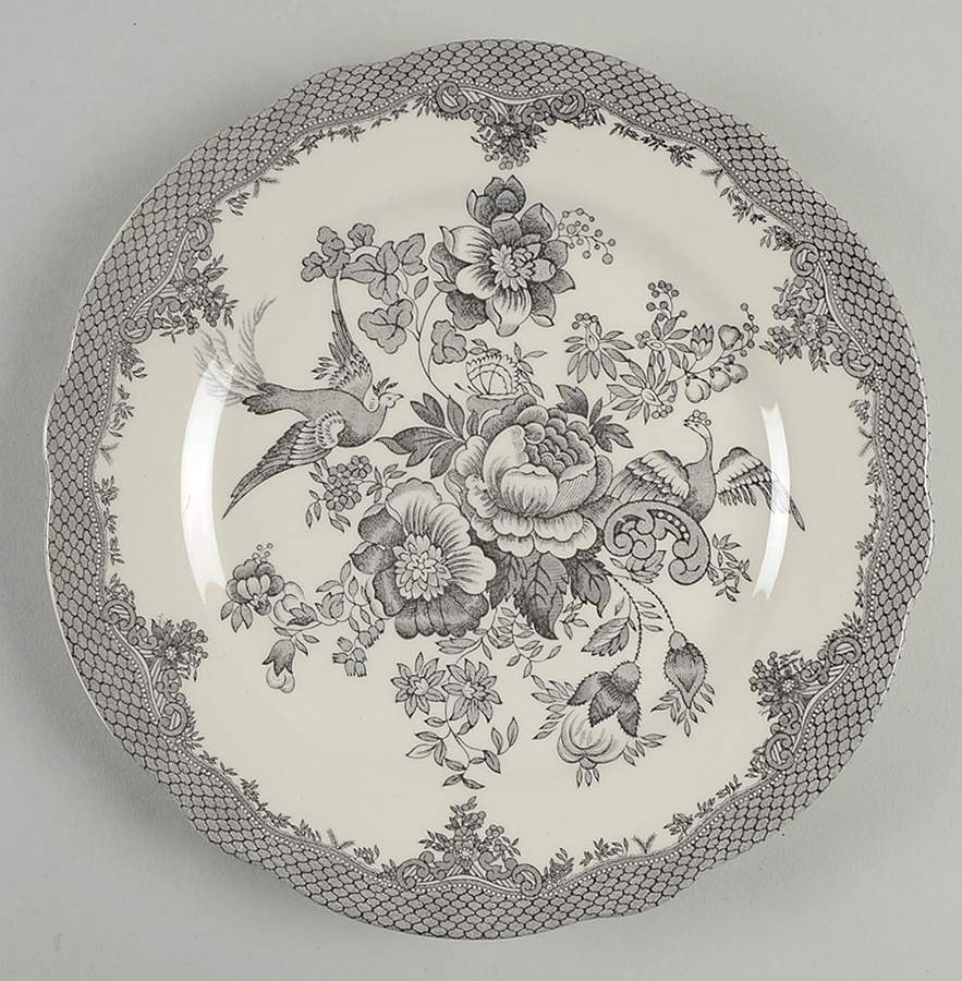 Asiatic Pheasant (Rosalie) Gray Salad Plate by Royal Stafford-1