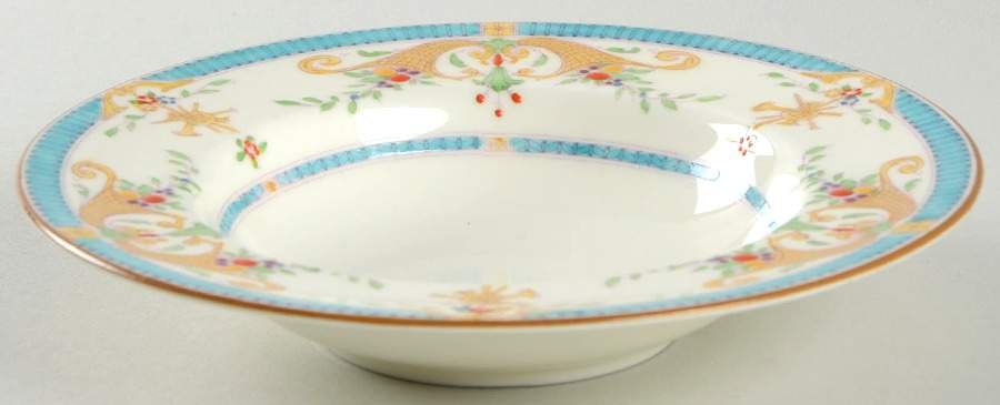 Bordeaux Turquoise Rim Fruit/Dessert (Sauce) Bowl by Royal Worcester-1