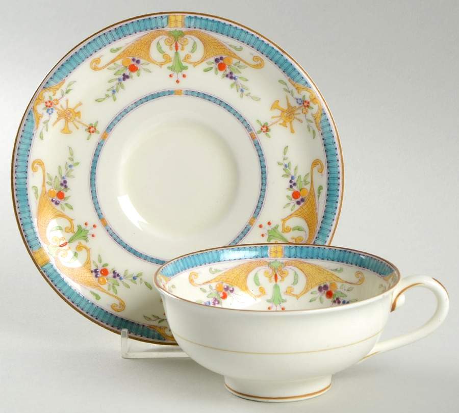 Bordeaux Turquoise Footed Cup & Saucer Set by Royal Worcester-1