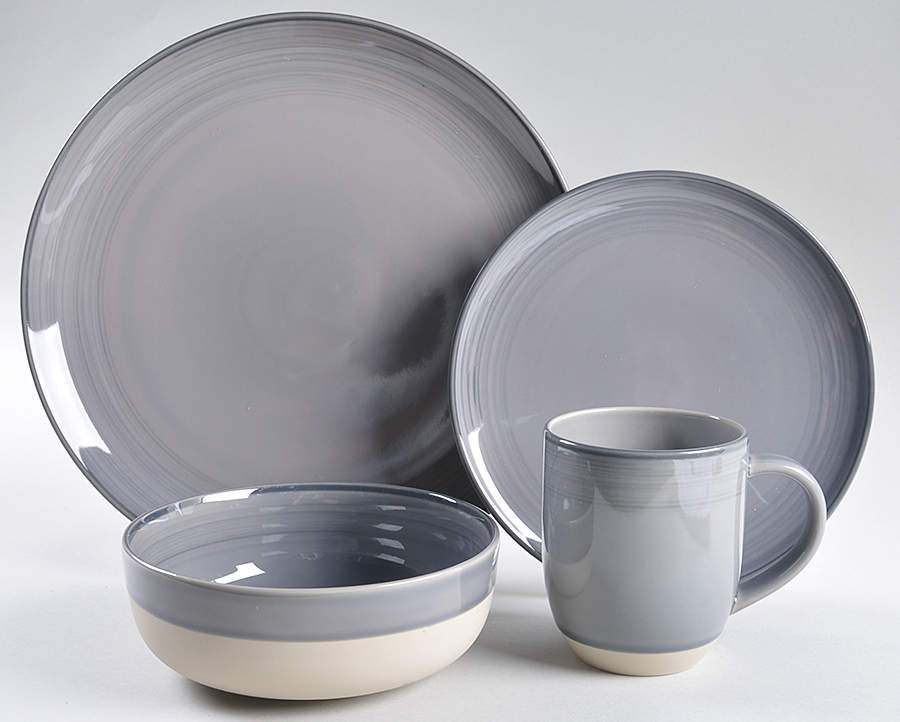 Brushed Glaze Charcoal Grey 4 Piece Place Setting by Royal Doulton-1
