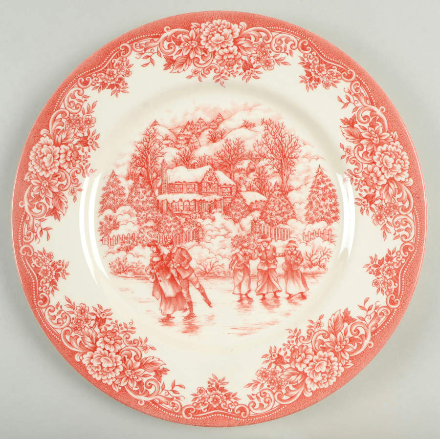 Christmas Skaters (Red) Dinner Plate by Royal Stafford-1