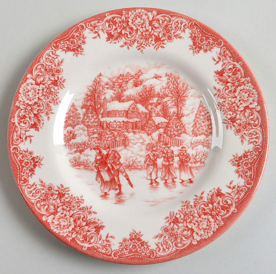 Christmas Skaters (Red) Salad Plate by Royal Stafford-1