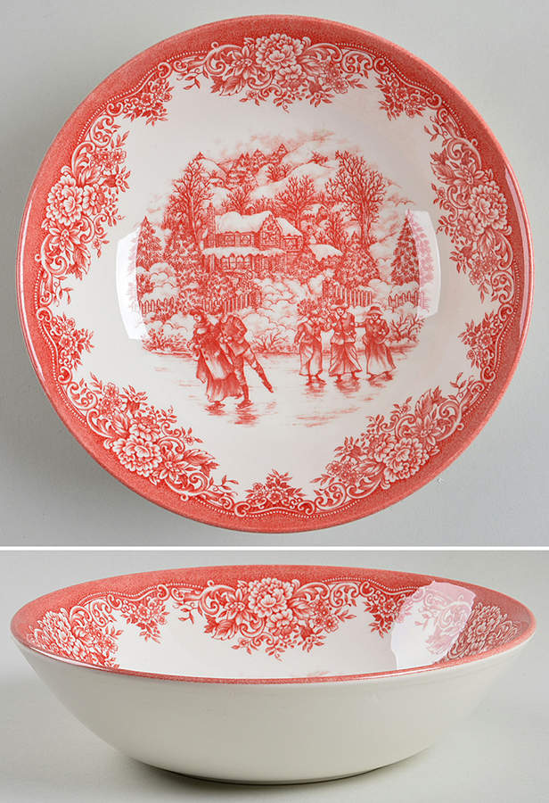 Christmas Skaters (Red) Soup/Cereal Bowl by Royal Stafford-1