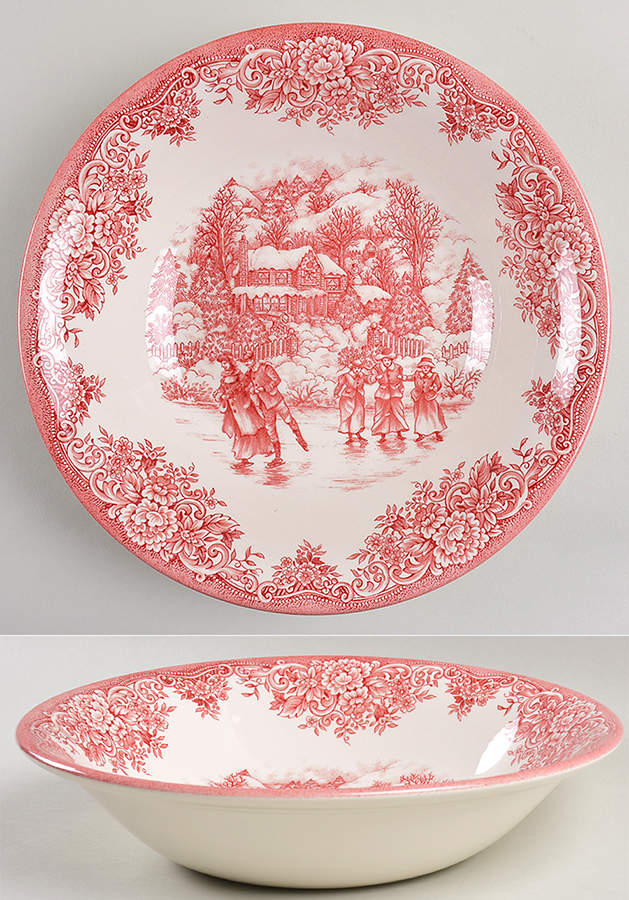 Christmas Skaters (Red) 10" Round Vegetable Bowl by Royal Stafford-1